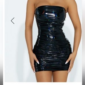 NAKED WARDROBE BLACK VINYL DRESS